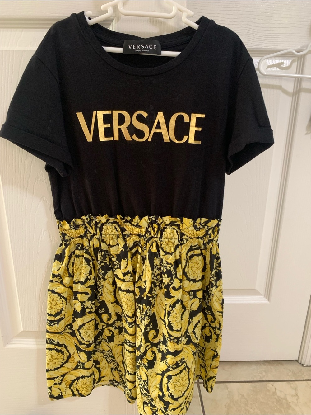 Versace Black and Gold Logo Baroque Kids Dress